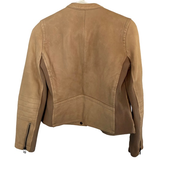 J.Crew Tan Washed Leather Motorcycle Jacket Size 2 | Collection Classic Biker - Picture 3 of 3
